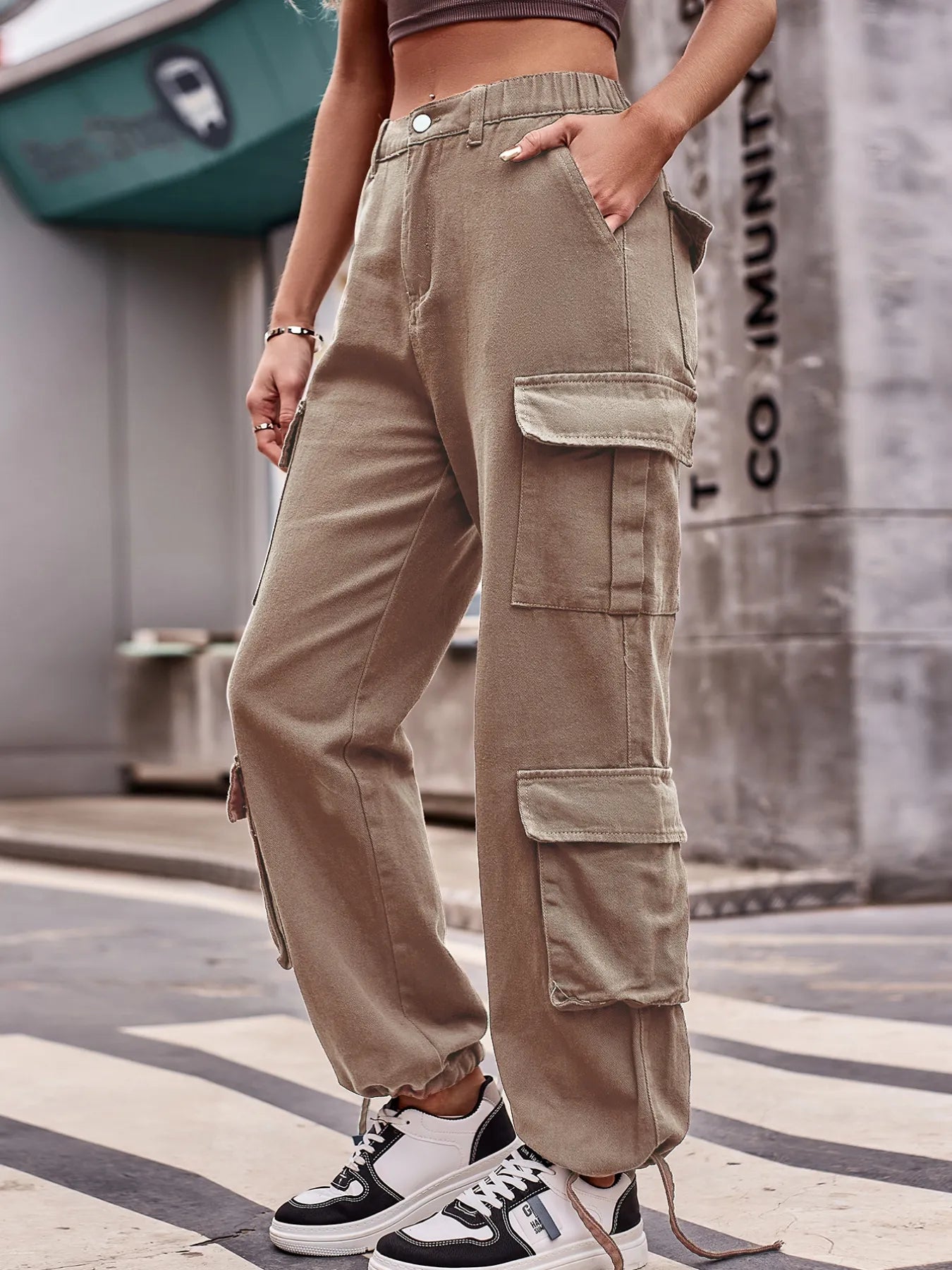 Casual Wide Leg Cargo Jeans 