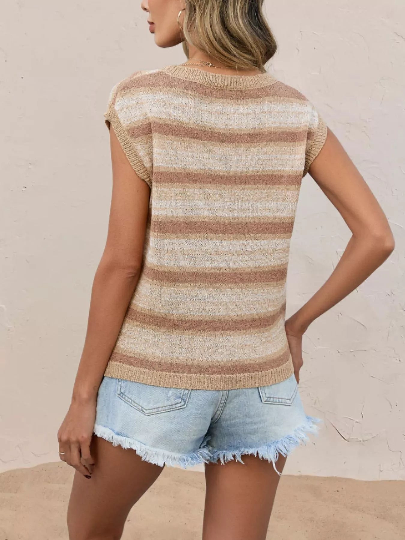 Striped Round Neck Knit Top 