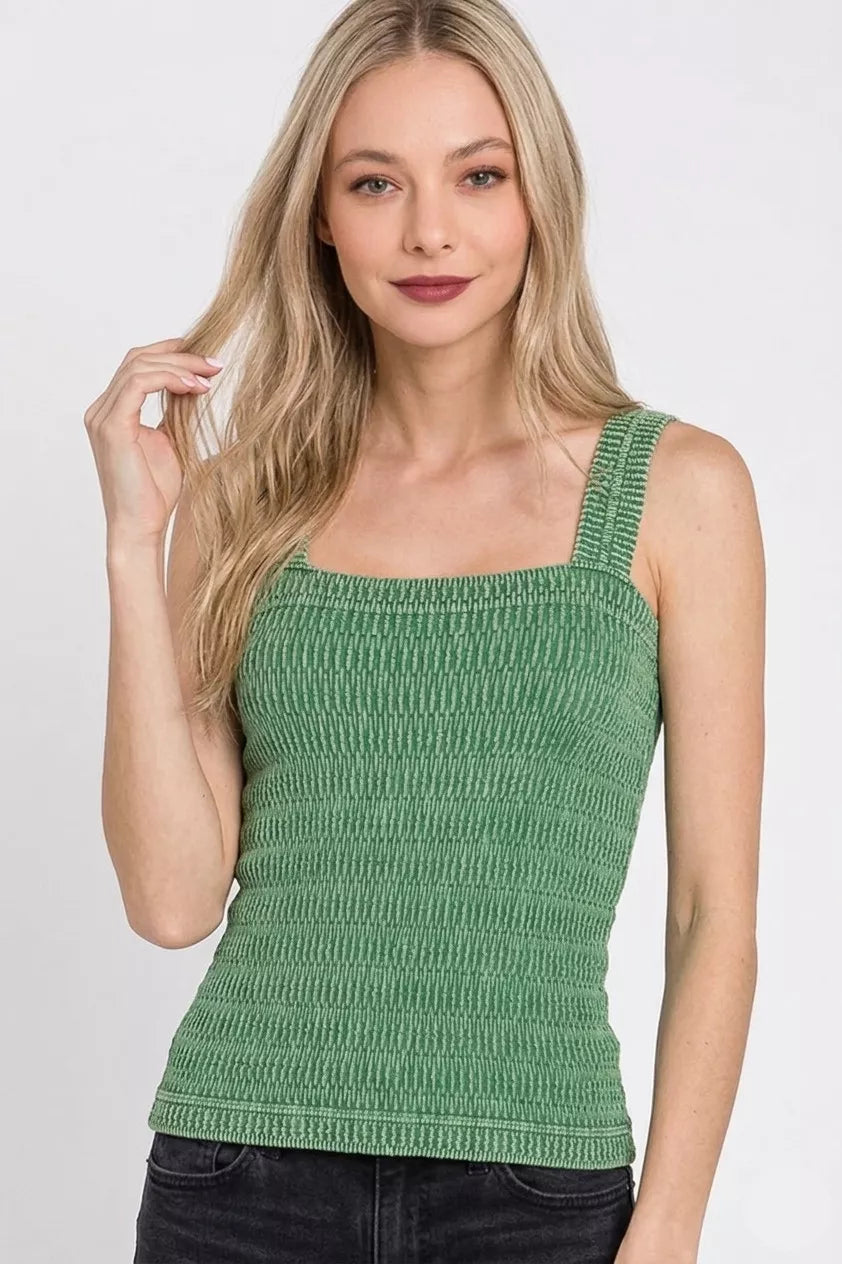 Zenana Seamless Winkle Stone Washed Tank Top 