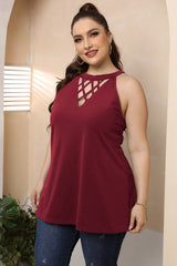 Plus Size Halter Neck Cutout Sleeveless Dress 