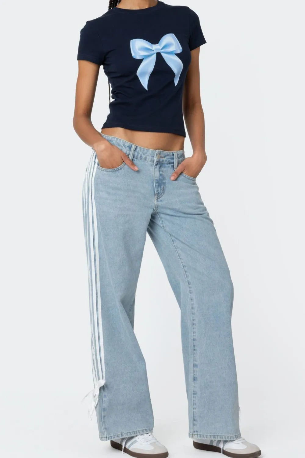 Side Striped Loose Fit Jeans 