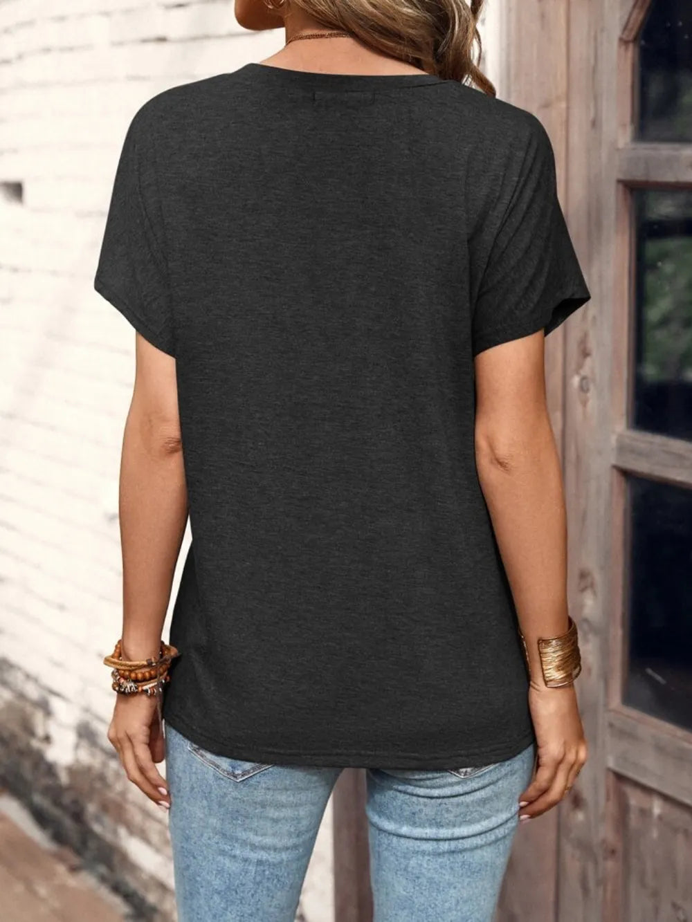 Half Button Short Sleeve Top 