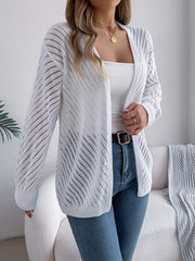 Openwork Open-Front Long Sleeve Cardigan 