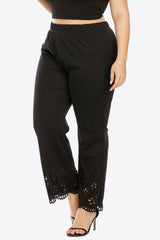 Plus Size Openwork Elastic Waist Pants 