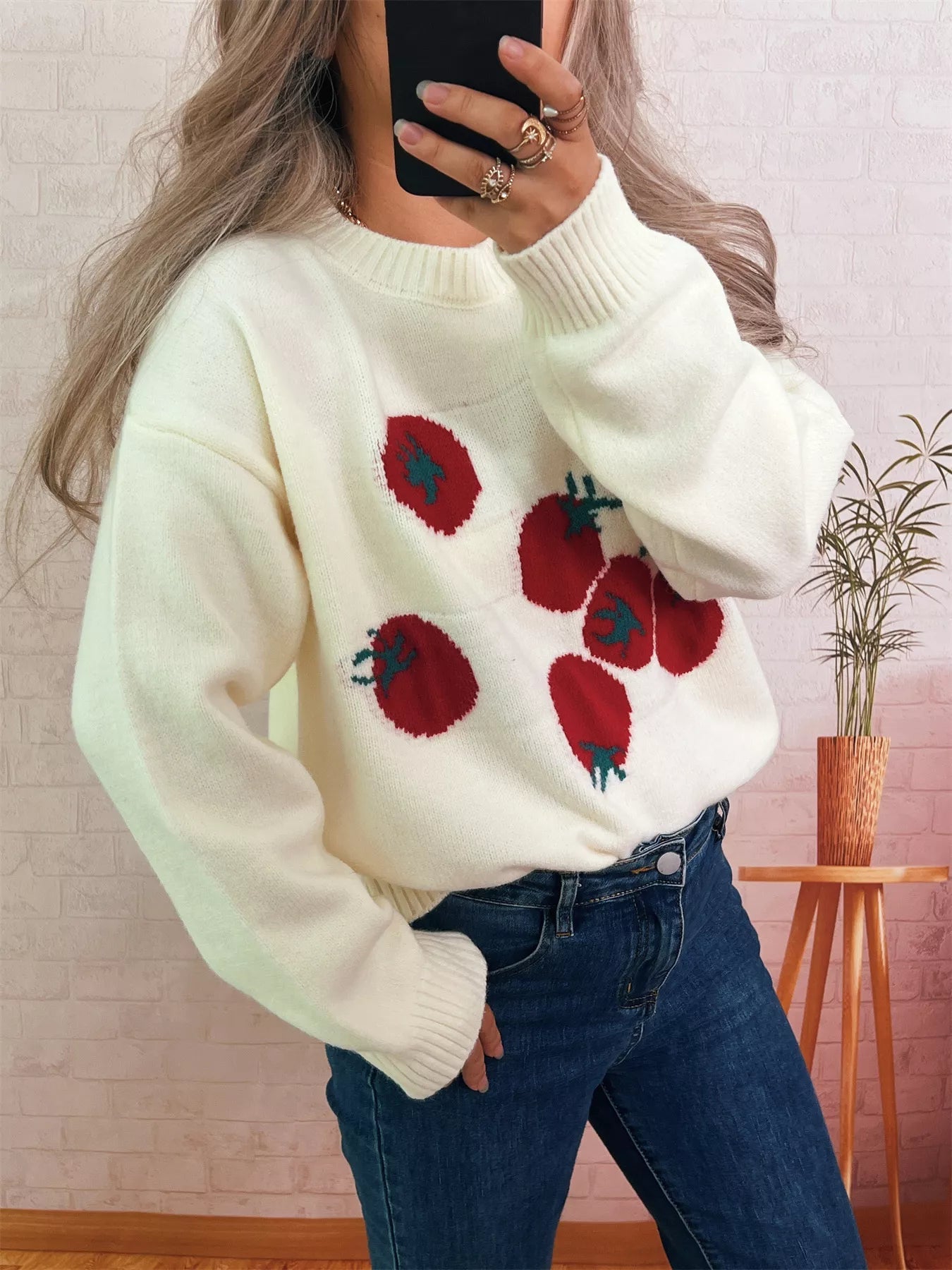 Persimmon Round Neck Long Sleeve Sweater 