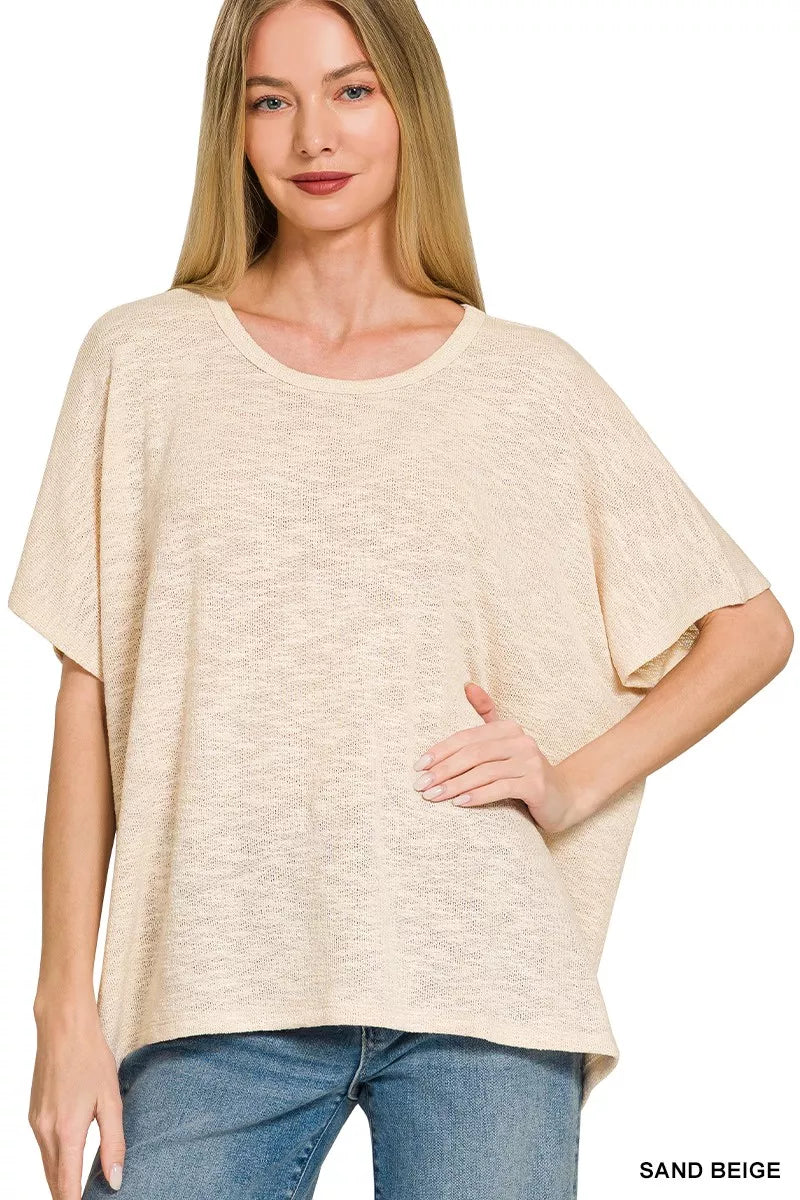 Zenana Oversized Slub Hacci Top 