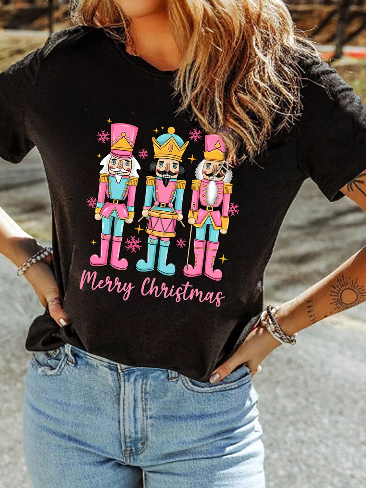 Merry Christmas Nutcracker Doll Printed T Shirt 