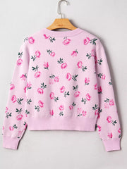Floral Drop Shoulder Cropped Sweater 