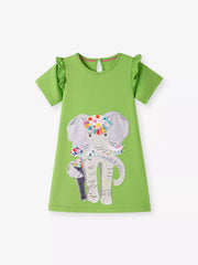 Children's Elephant Ruffle Sleeve Dress 