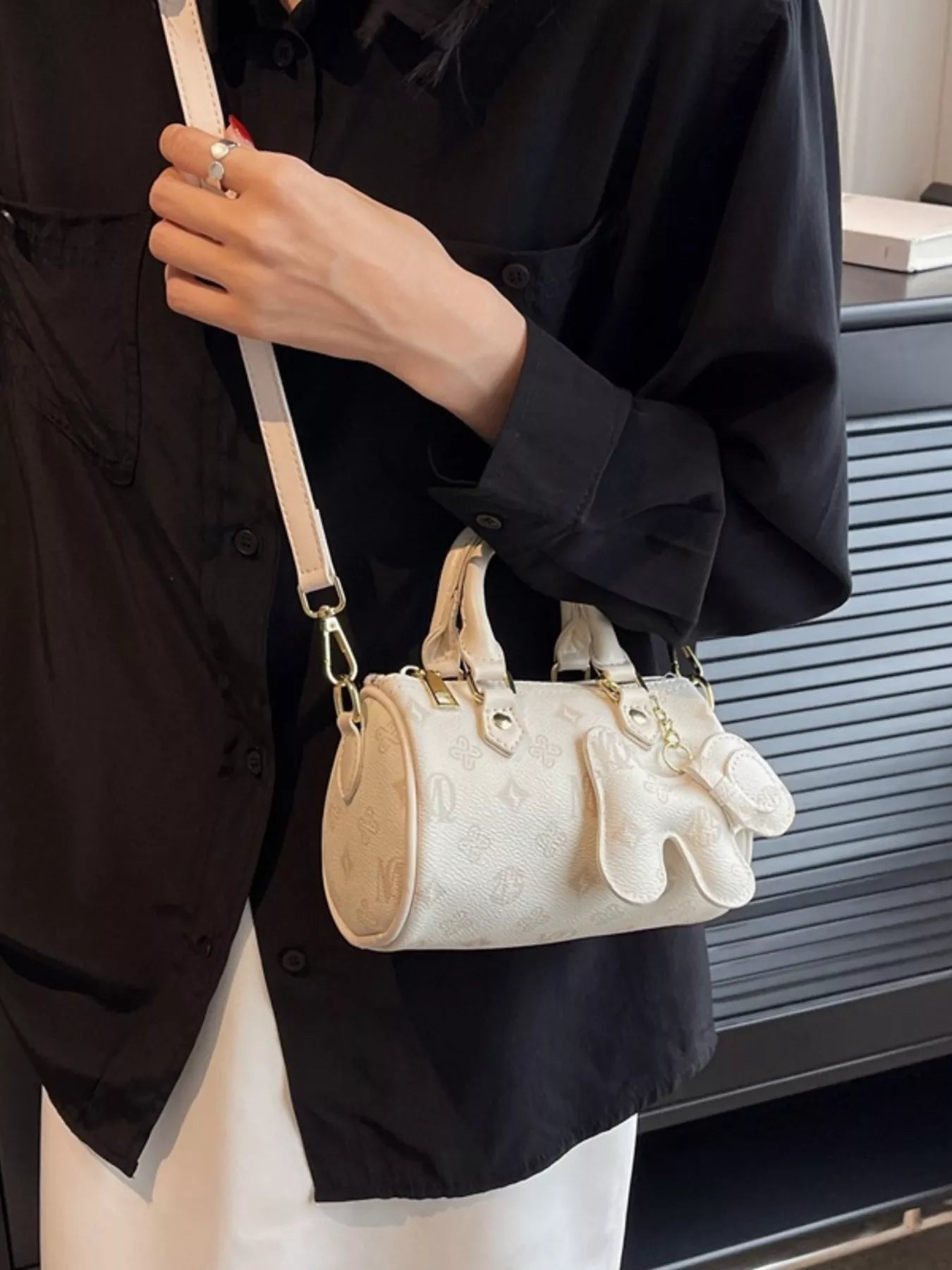 Barrel Crossbody Bag with Charm 