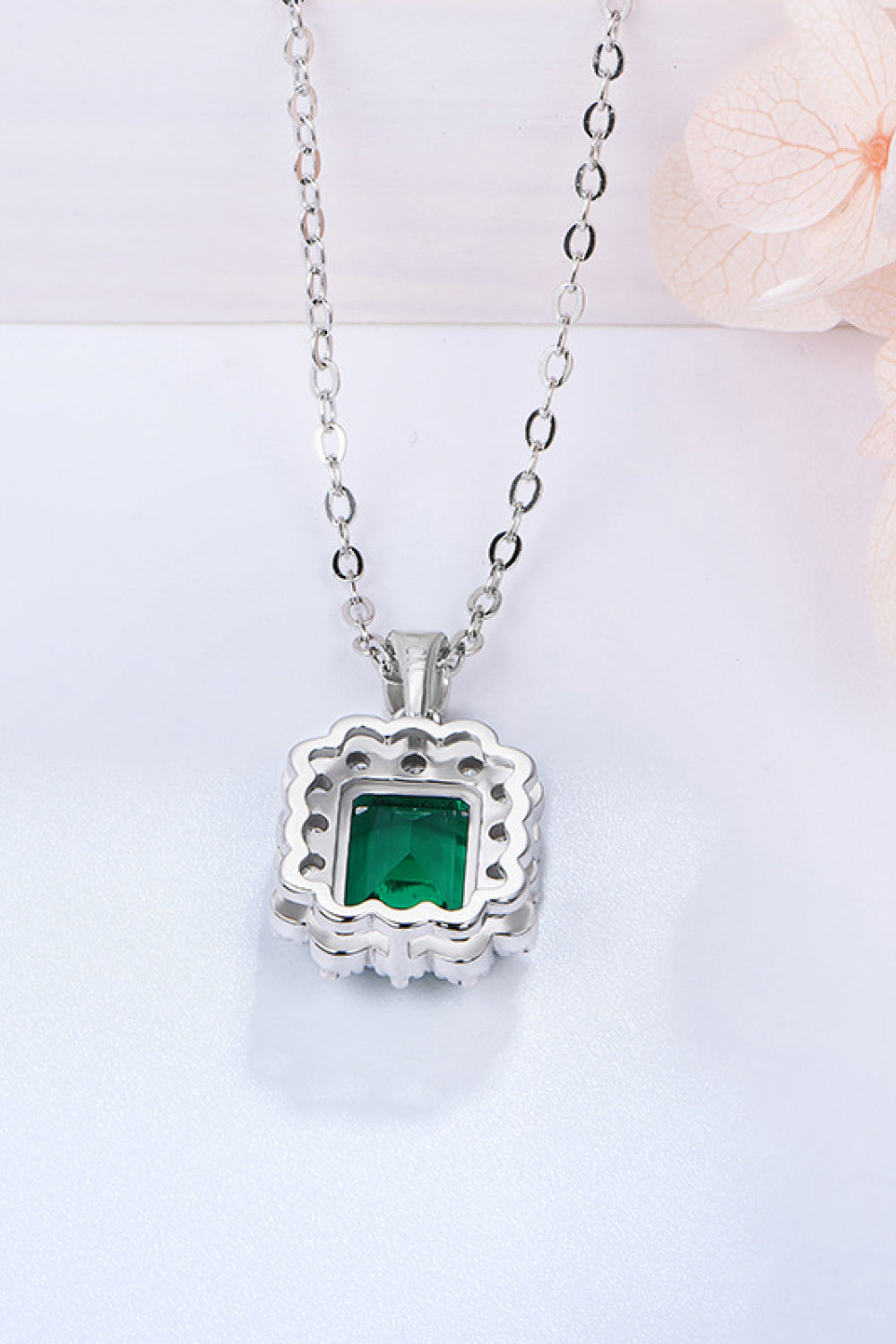 1.5 Carat Lab-Grown Emerald Pendant 925 Sterling Silver Necklace 