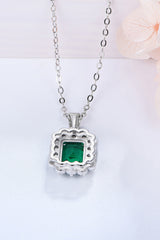 1.5 Carat Lab-Grown Emerald Pendant 925 Sterling Silver Necklace 