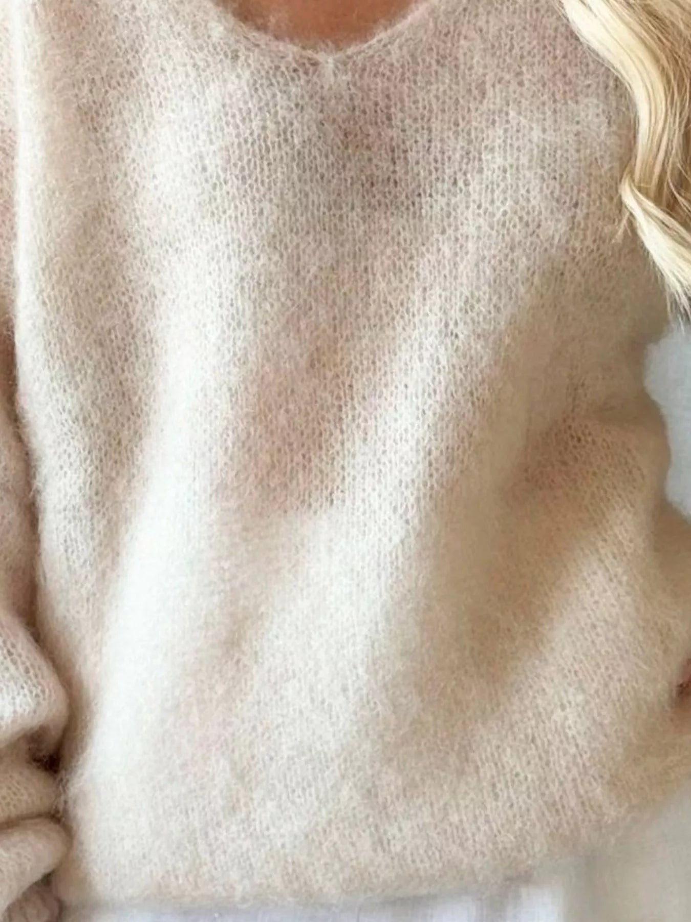 V-Neck Dropped Shoulder Sweater 