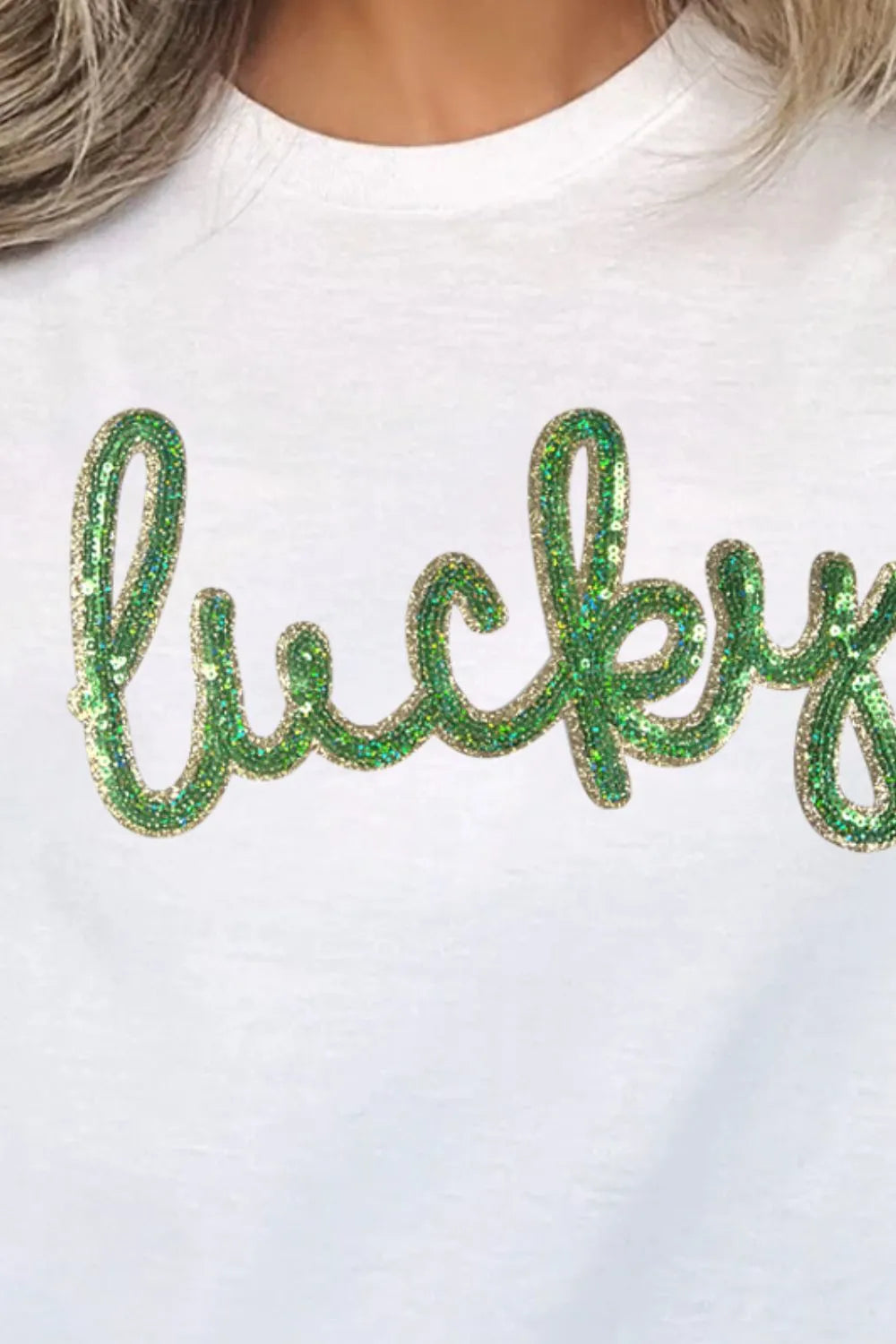 Sequined Lucky St.Patricks Day T-Shirt 