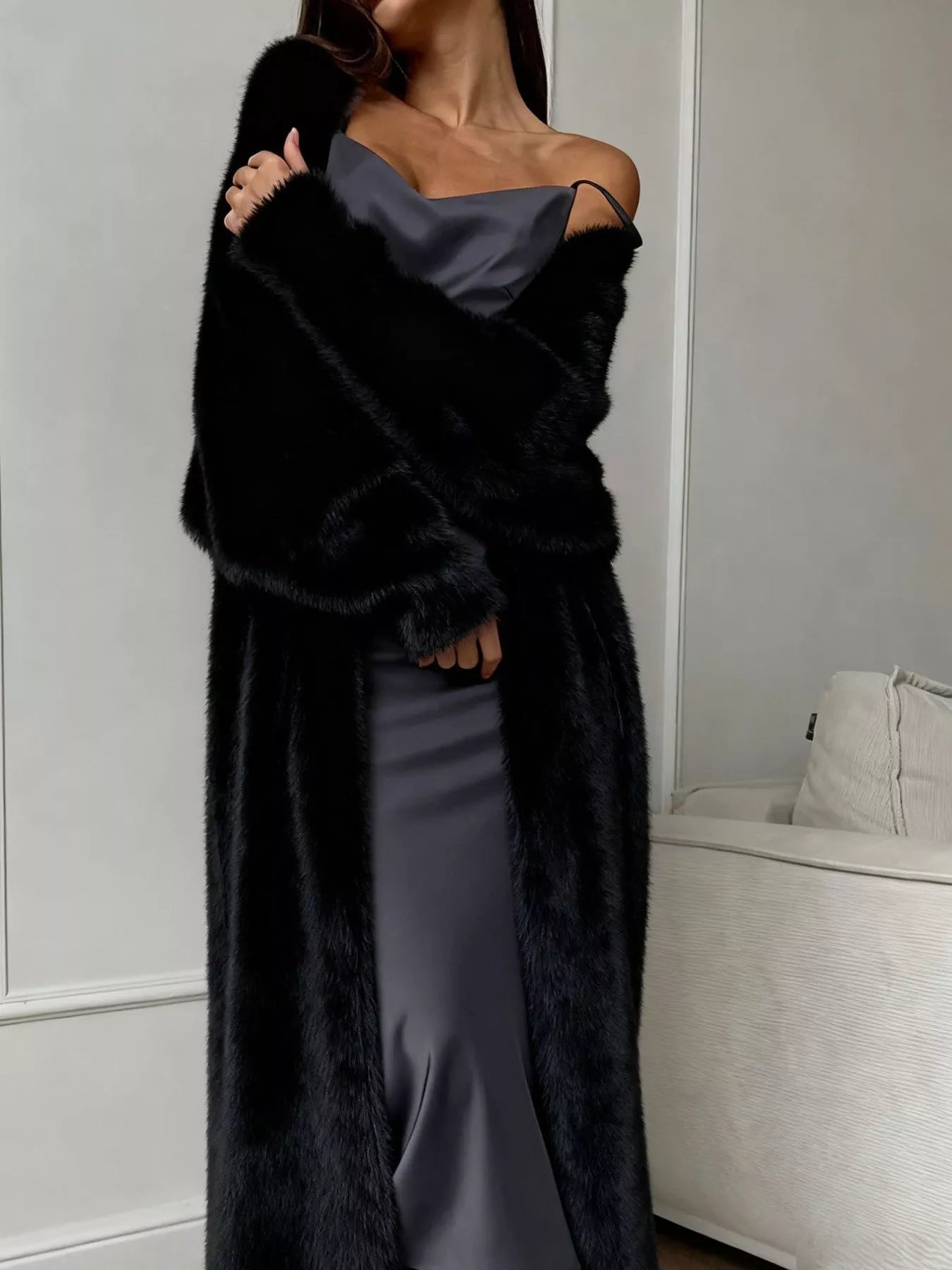 Fuzzy Open Front Longline Cardigan 