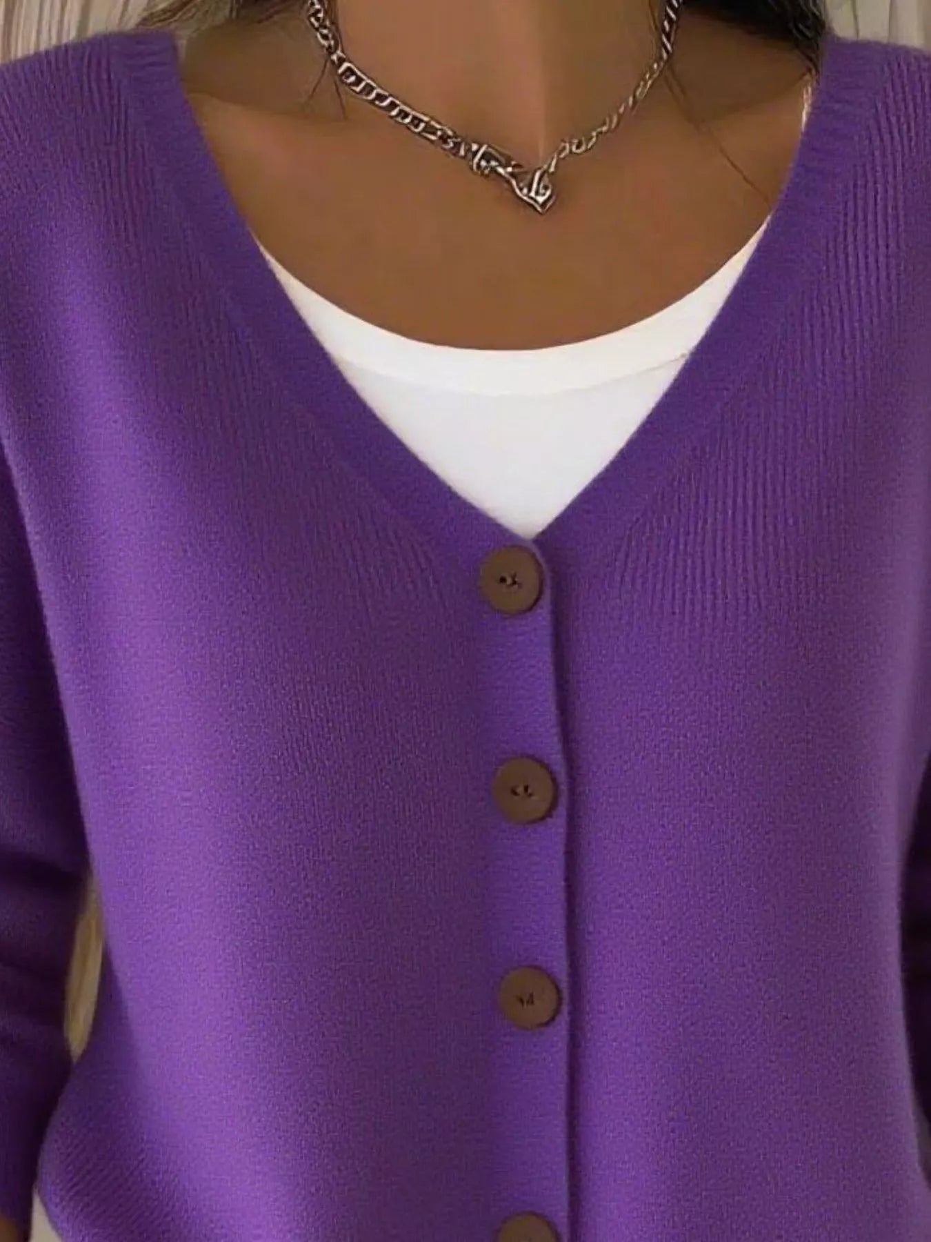 Full Size Button-Front V-Neck Cardigan Plus Size 