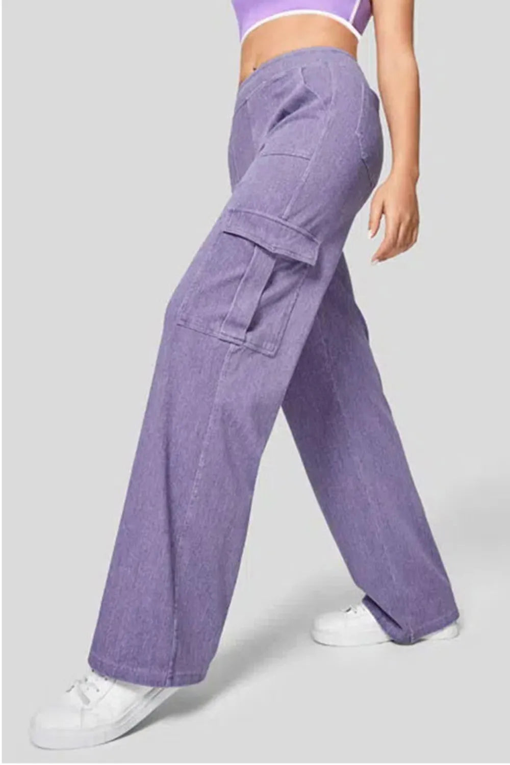 High Waist Straight Leg Cargo Jeans 