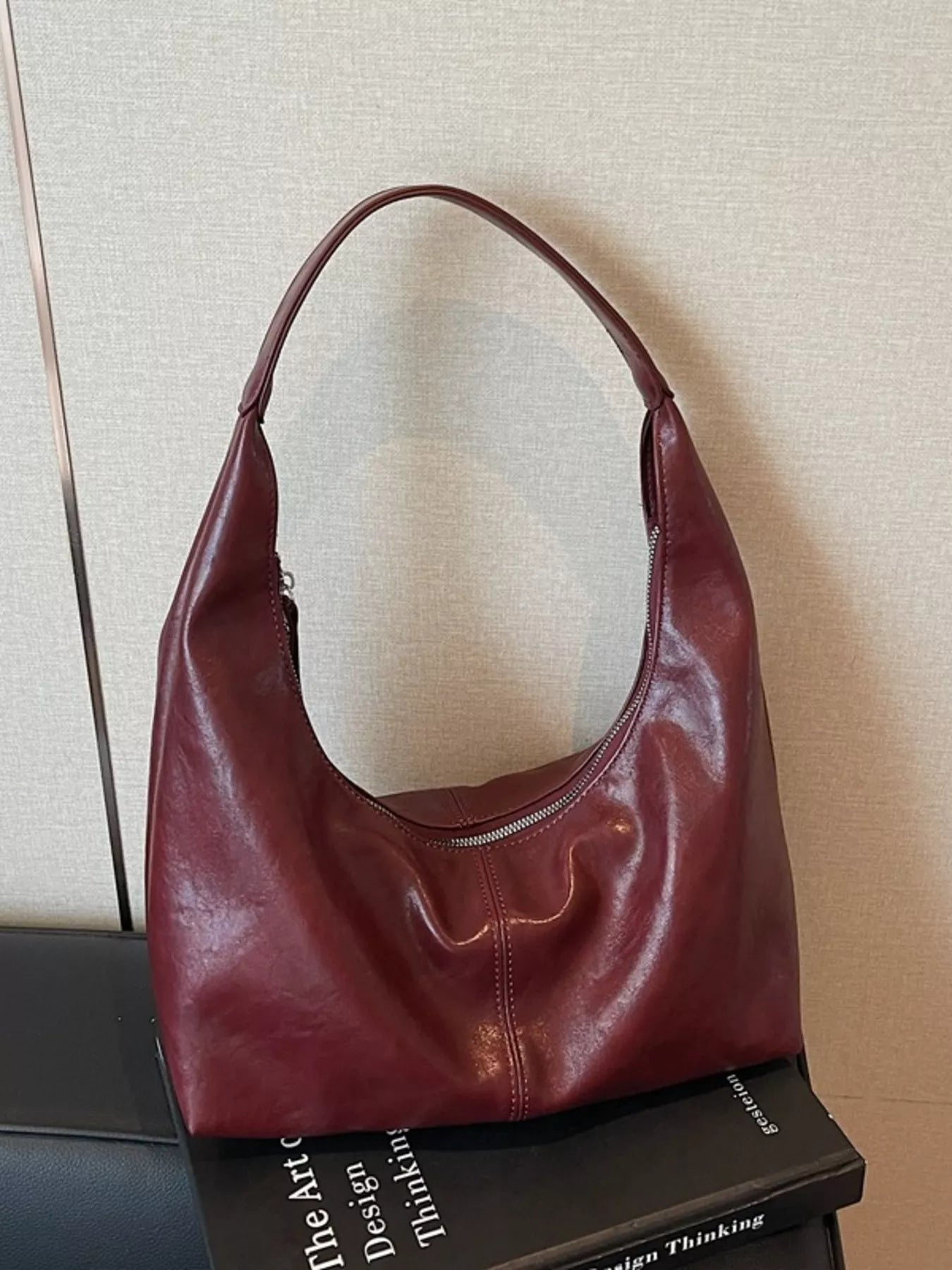 PU Leather Hobo Shoulder Bag 