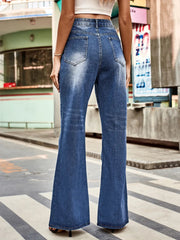High Rise Bootcut Jeans with Pockets 