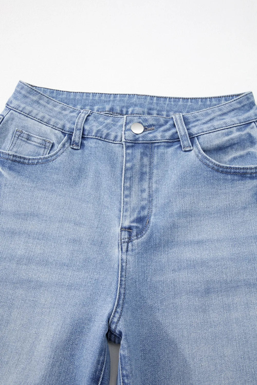 Mineral Wash Raw Hem High Waist Flared Jeans 