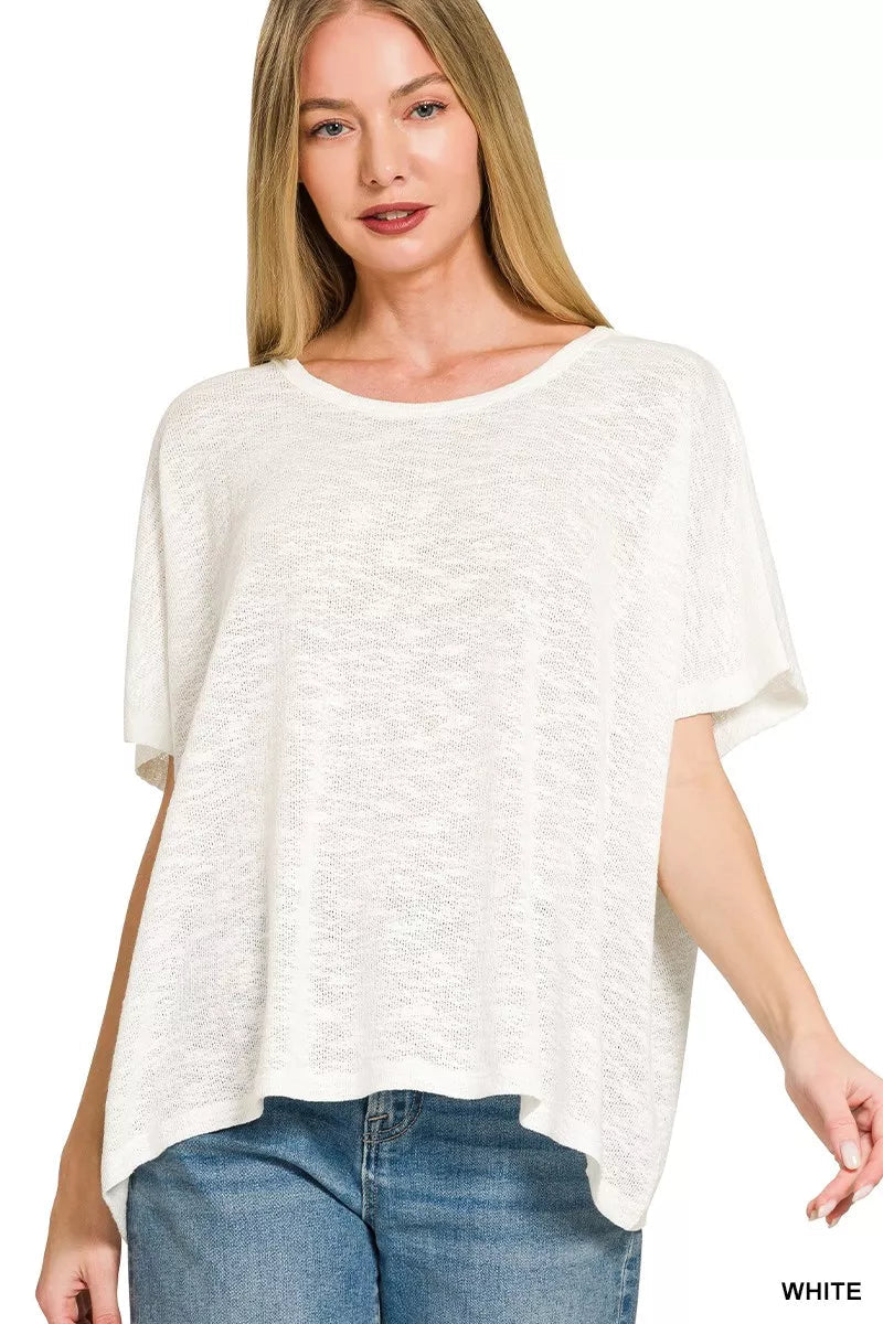 Zenana Oversized Slub Hacci Top 
