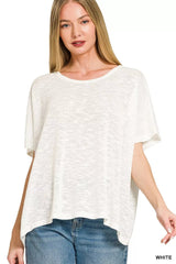 Zenana Oversized Slub Hacci Top 
