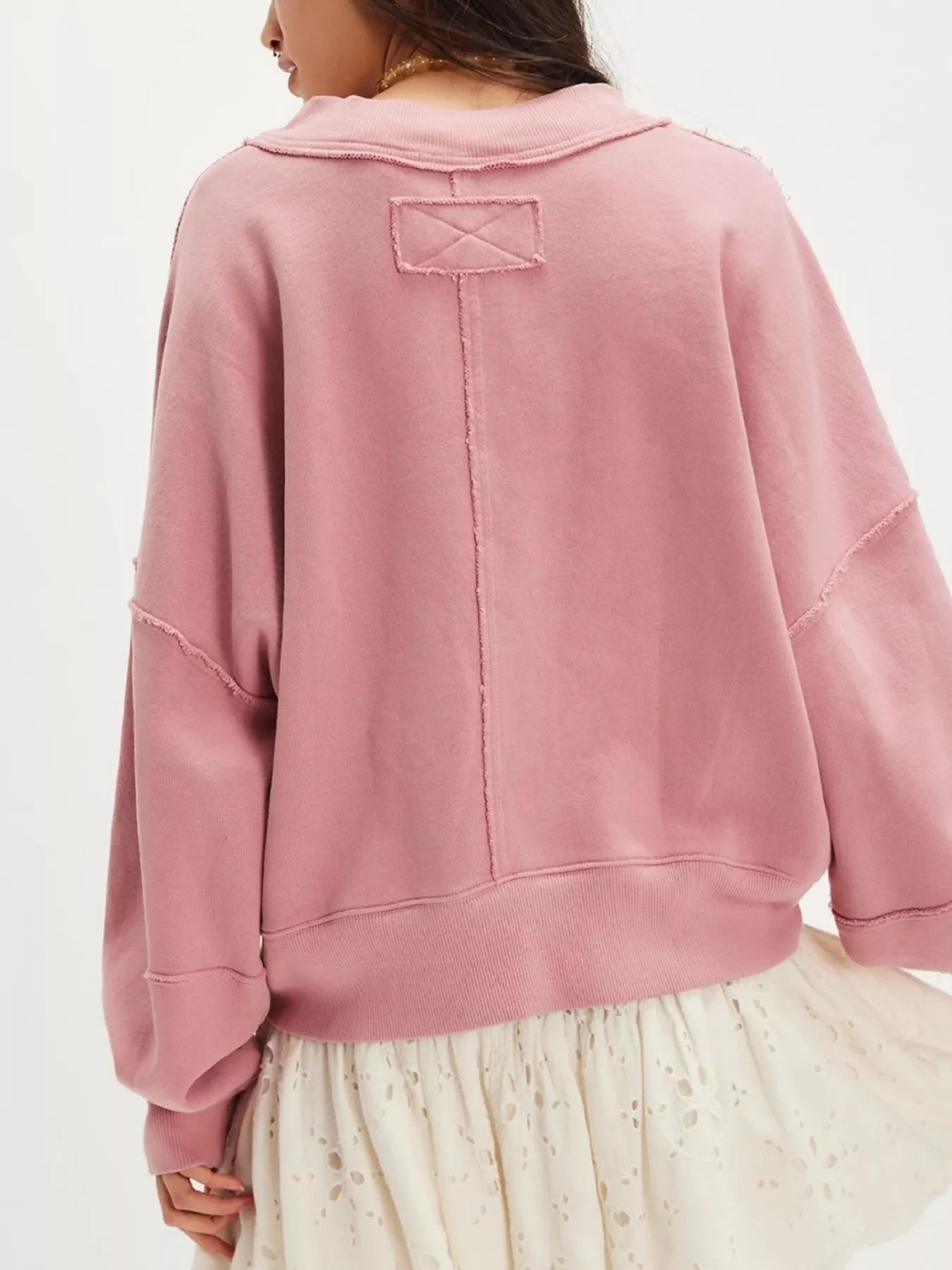 Exposed Seam Dropped Shoulder Sweatshirt 