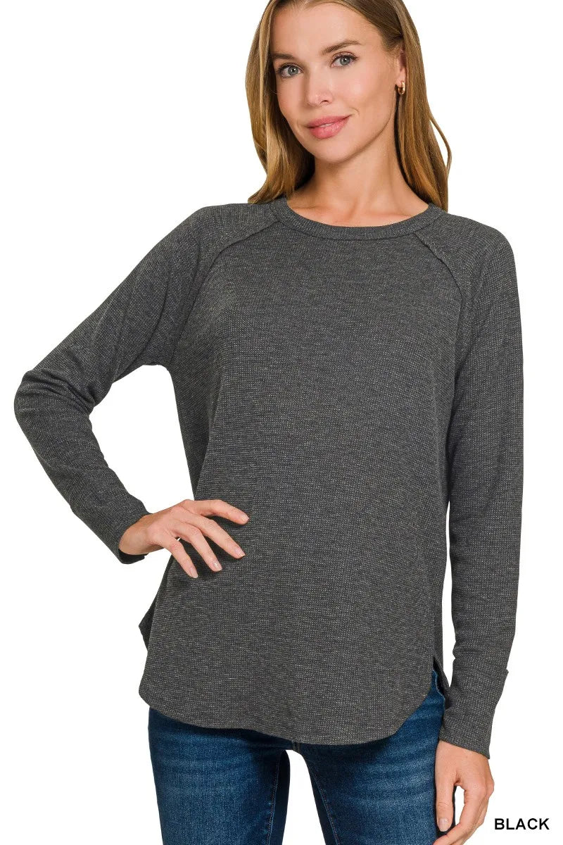 Zenana Baby Waffle Long Sleeve Top 