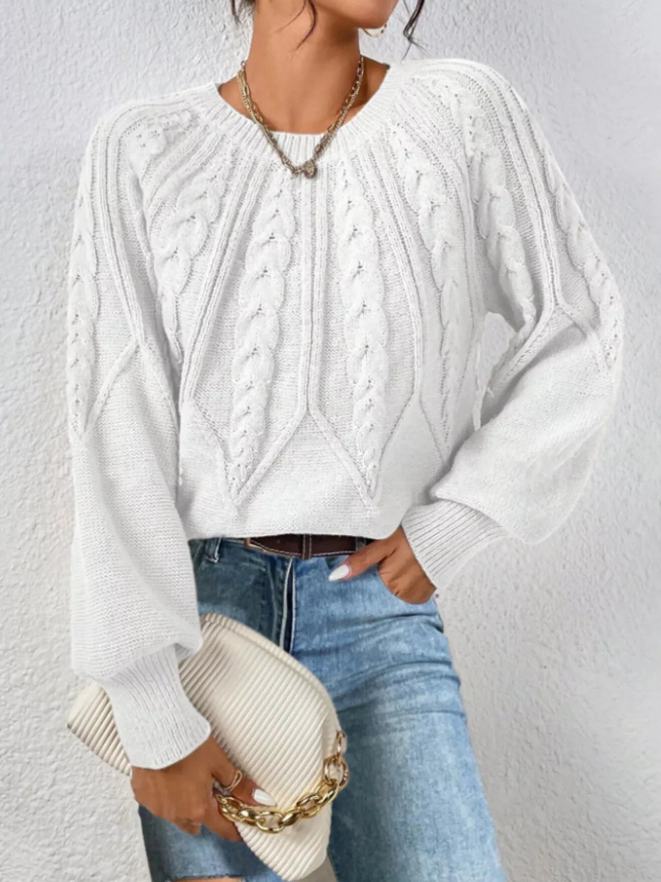 Cable Knit Long Sleeve Sweater 
