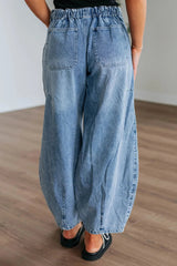 Wide Leg Drawstring Jeans 