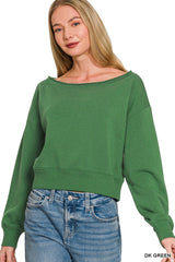 Zenana Fleece Boat-neck Sweatshirt 