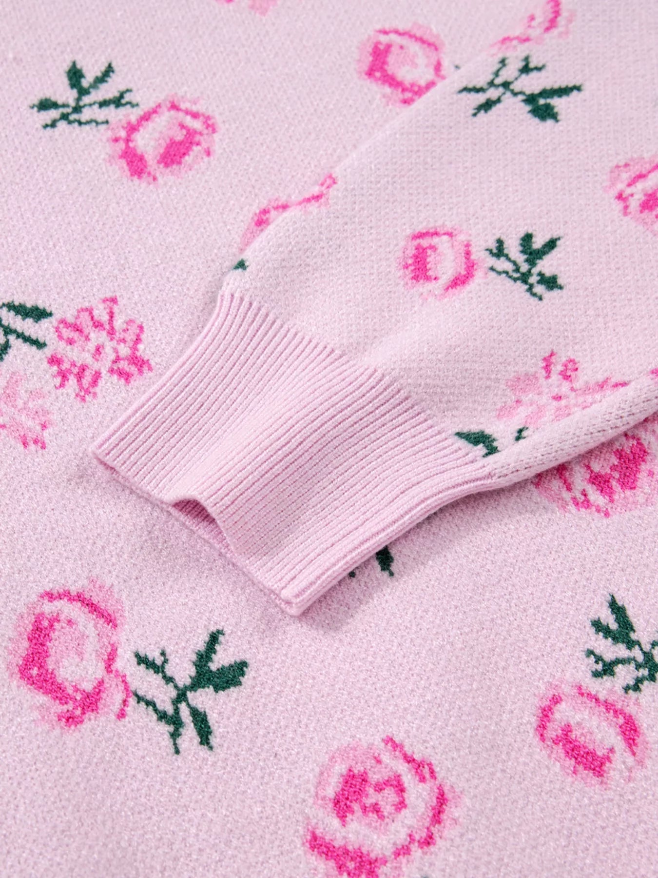 Floral Drop Shoulder Cropped Sweater 