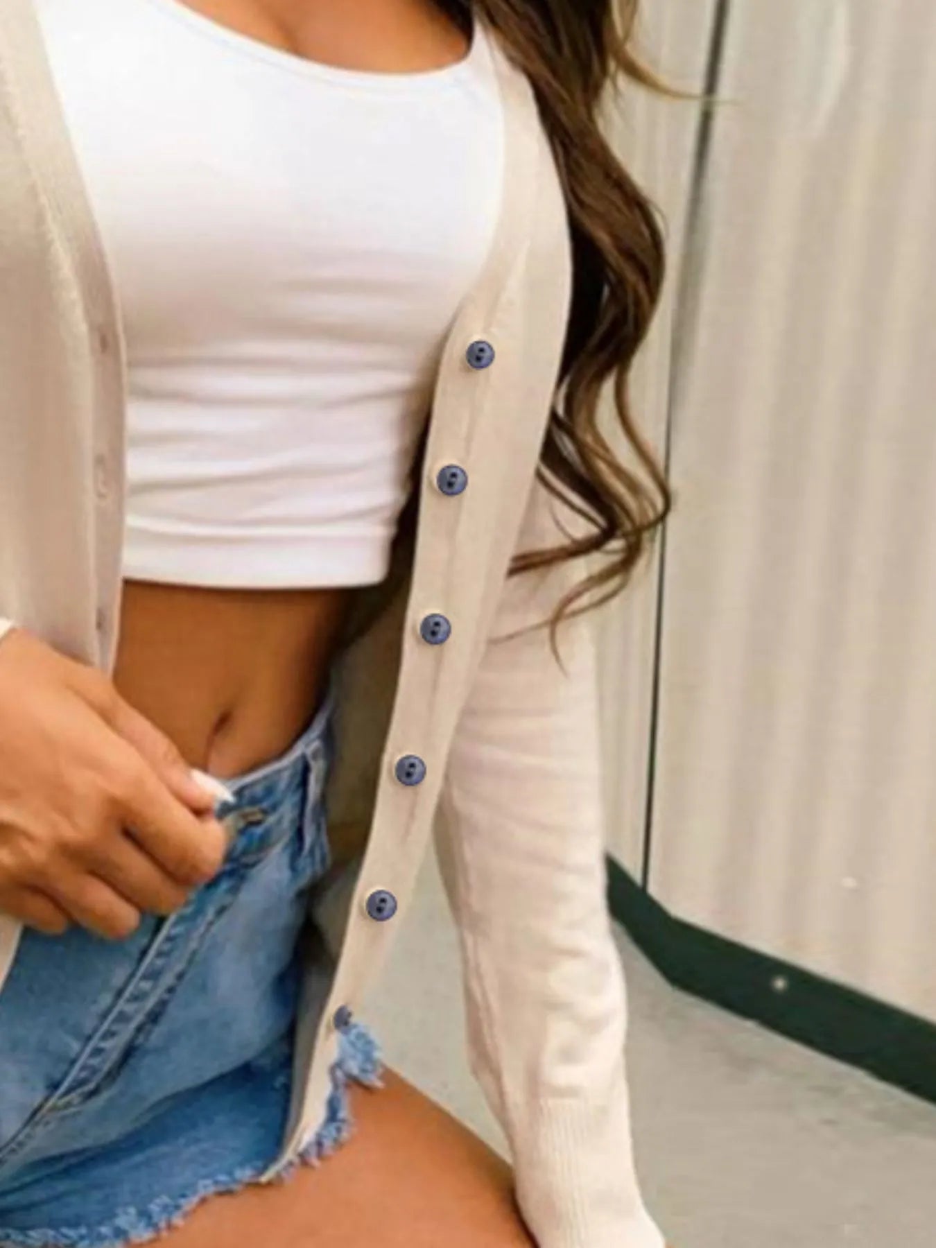 Button-Up Long Sleeve Cardigan 