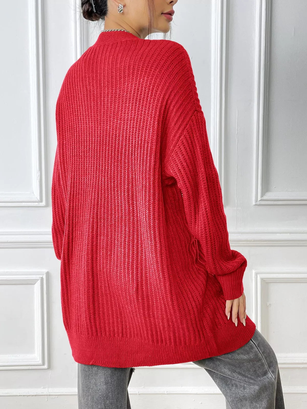 Open Front Drop Shoulder Cardigan 