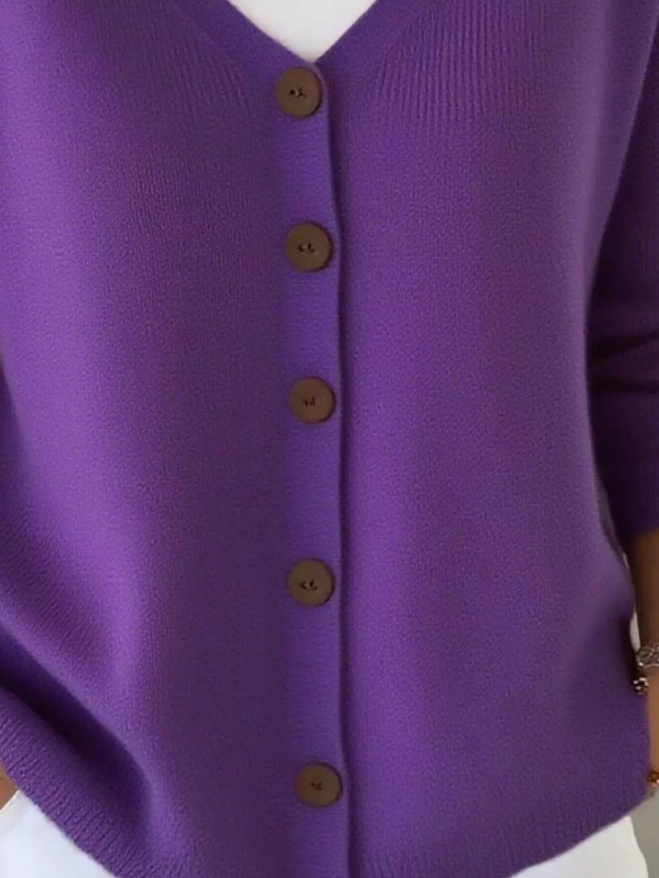 Full Size V-Neck Button-Down Knit Cardigan Plus Size 