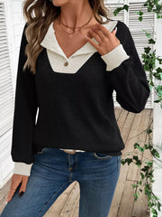 Ribbed Knit Two-Tone Top 