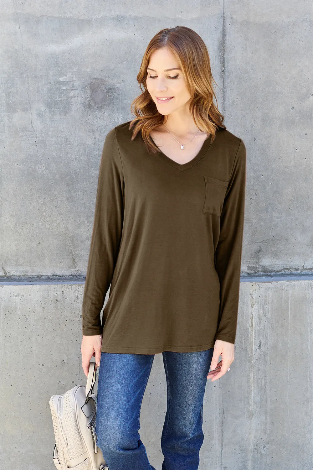 Basic Bae Full Size V-Neck Long Sleeve Top 