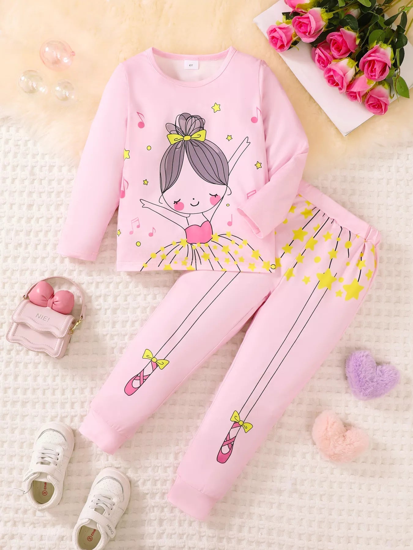 Children's Graphic Long Sleeve Top and Pants Set 