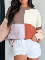 Color Block Textured Knit Sweater 