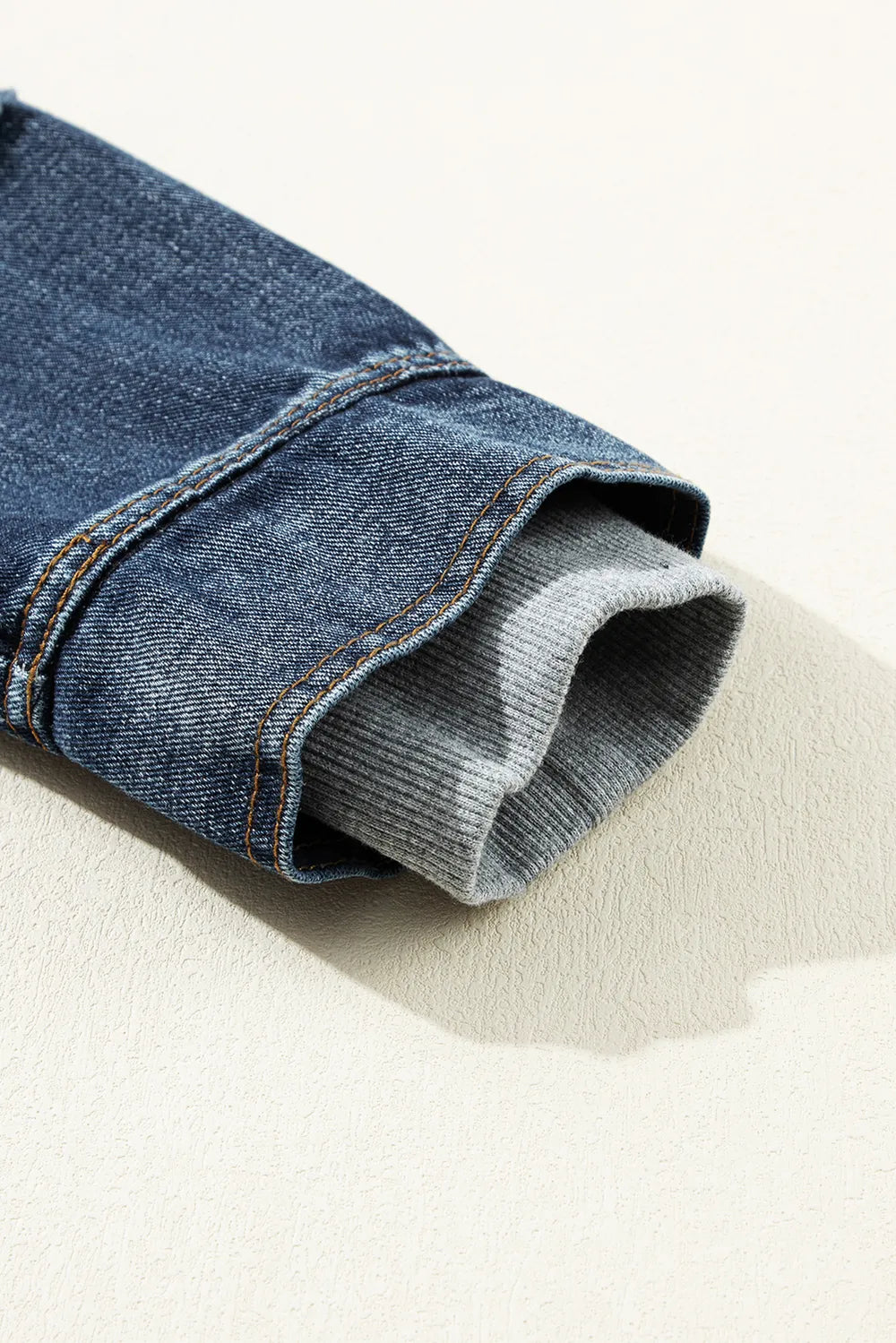 Fake Two-Piece Hooded Zip-Up Denim Jacket 