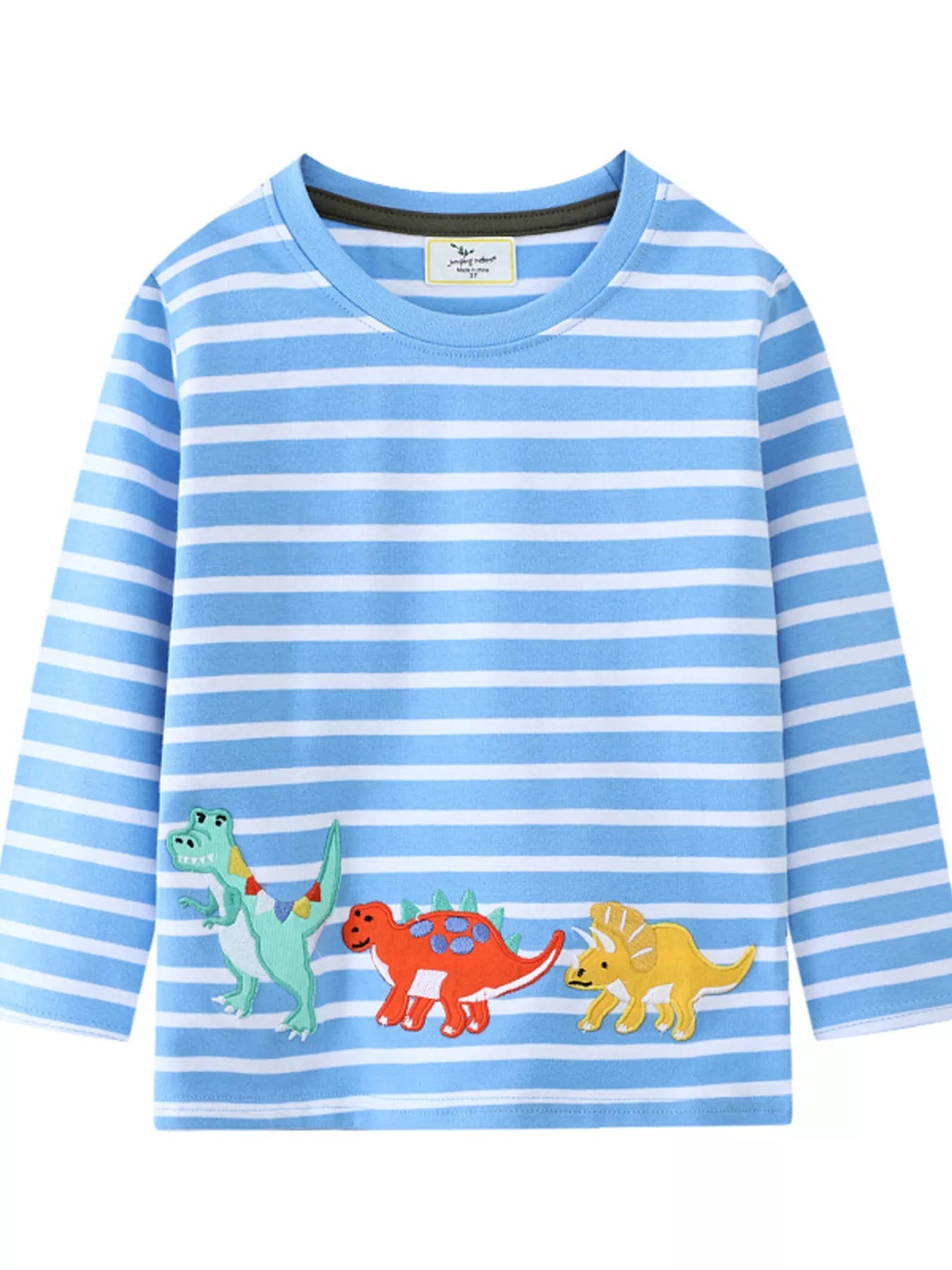 Children's Dinosaur Striped Long Sleeve T-Shirt 