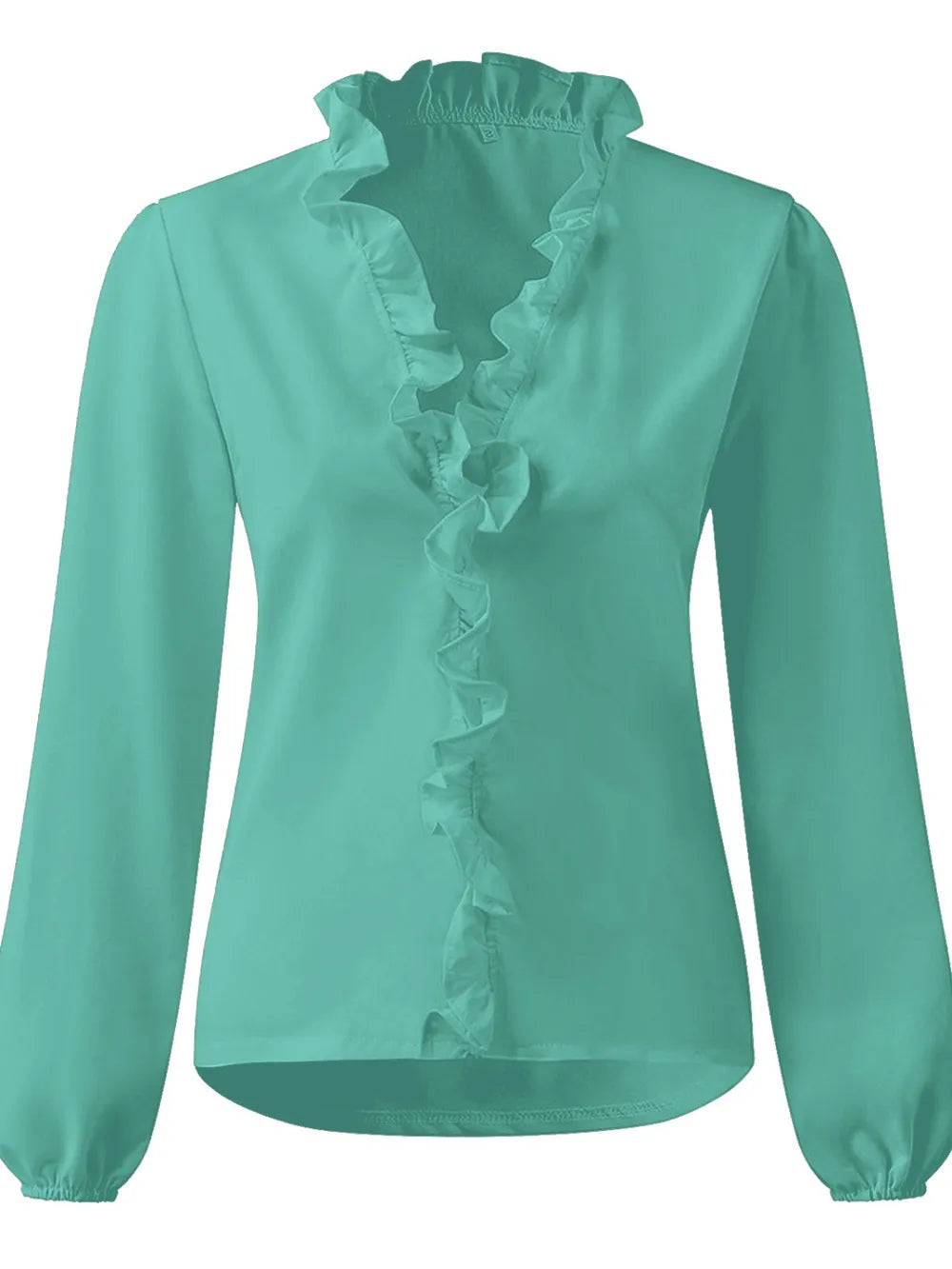 Ruffled V-Neck Long Sleeve Blouse 