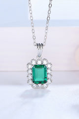 1.5 Carat Lab-Grown Emerald Pendant 925 Sterling Silver Necklace 