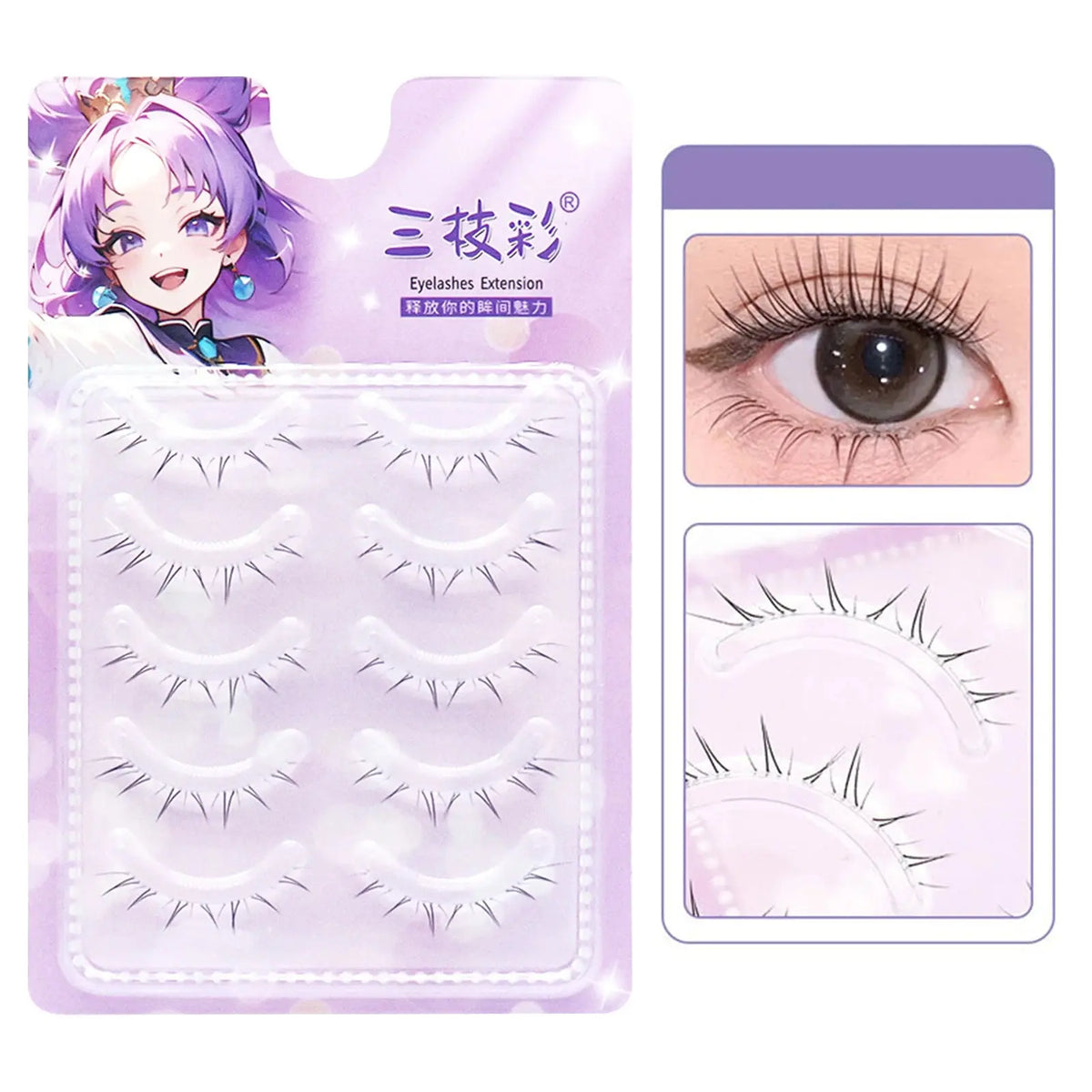 5 Pairs Cartoon-Style Lower Lash Extensions - Cosplay Makeup dylinoshop