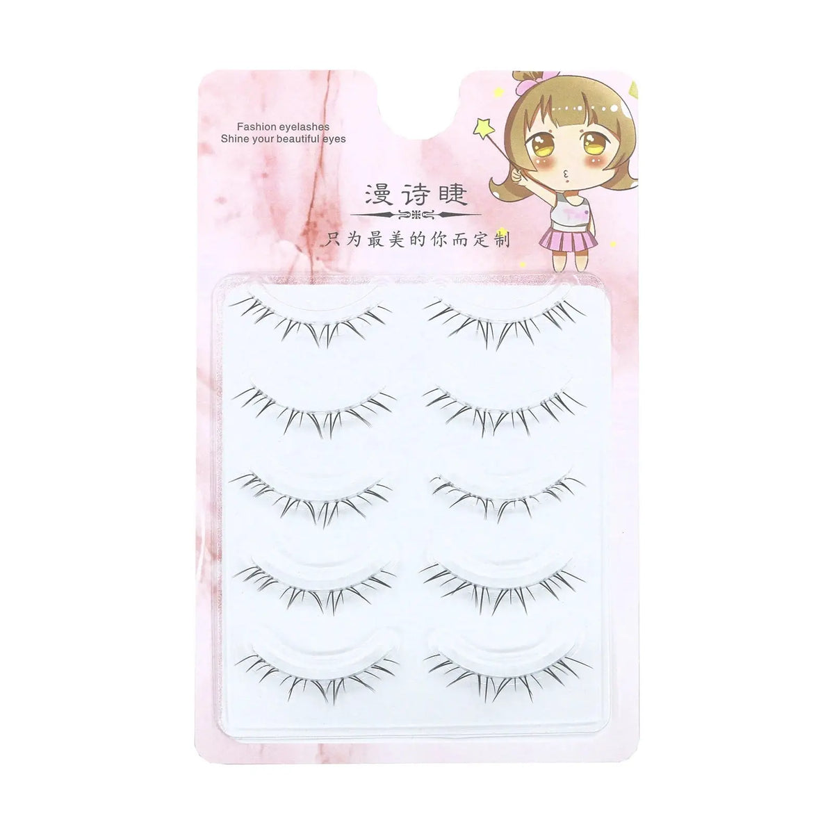 5 Pairs Cartoon-Style Lower Lash Extensions - Cosplay Makeup dylinoshop