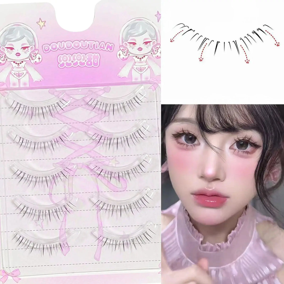 5 Pairs Cartoon-Style Lower Lash Extensions - Cosplay Makeup dylinoshop