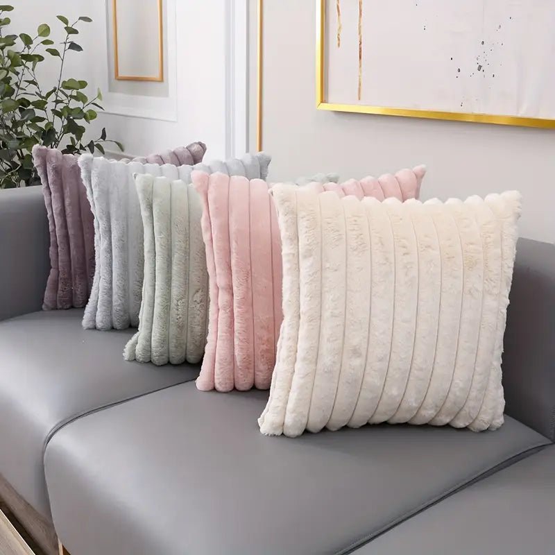 5-Piece Plush Velvet Pillow Set with Dual Textures for Cozy Home Decor 