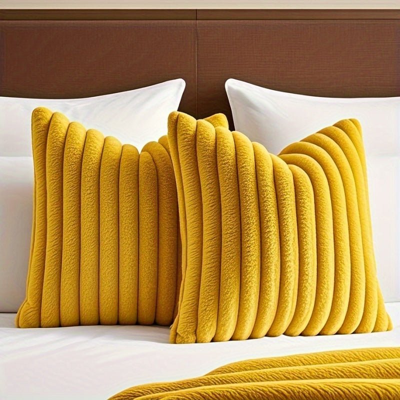 5-Piece Plush Velvet Pillow Set with Dual Textures for Cozy Home Decor 