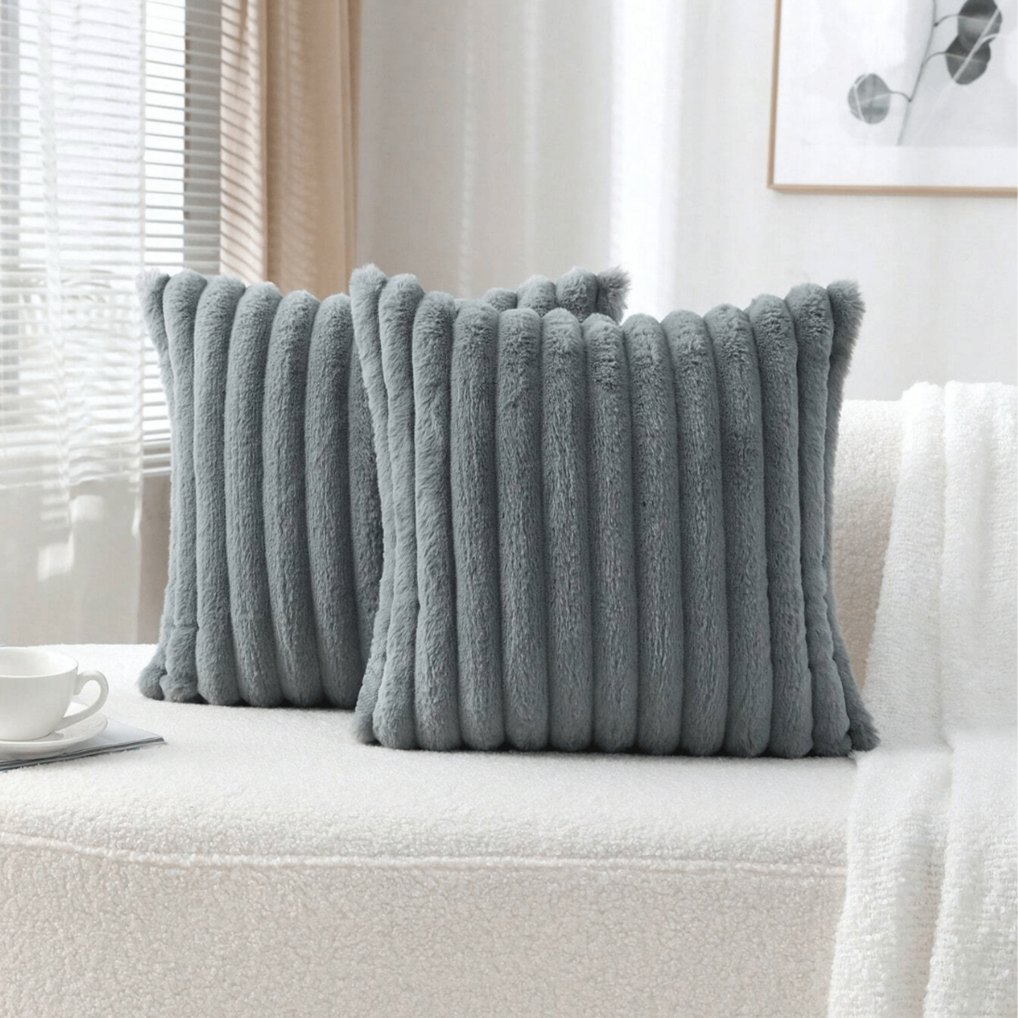 5-Piece Plush Velvet Pillow Set with Dual Textures for Cozy Home Decor 