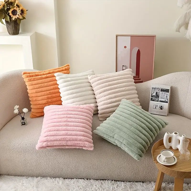5-Piece Plush Velvet Pillow Set with Dual Textures for Cozy Home Decor 